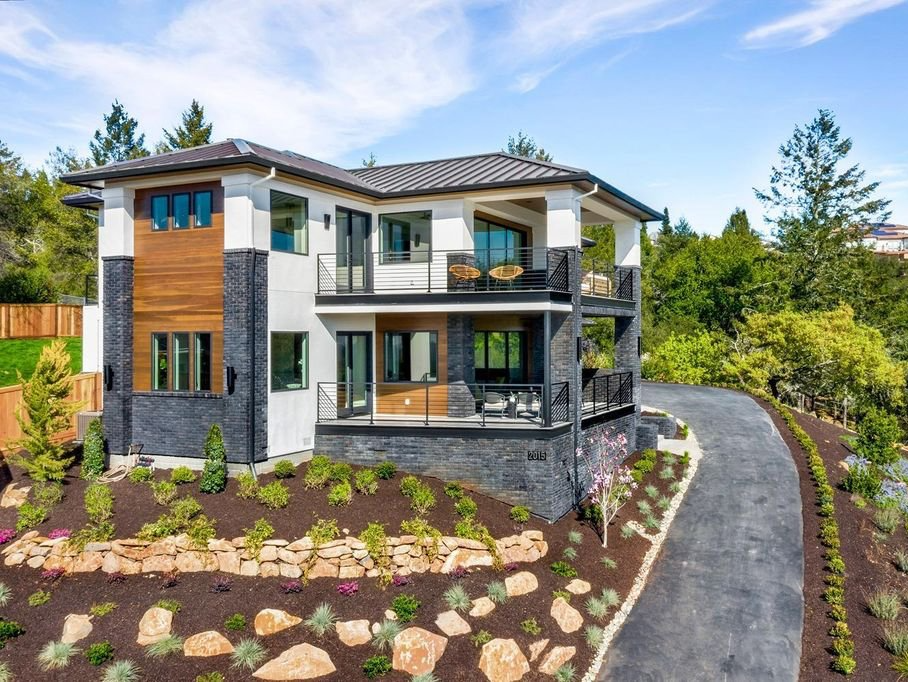 a large house with drought tolerate landscape