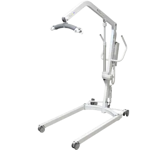 a Hoyer® HPL450 patient lift with overhead sling, on wheels.