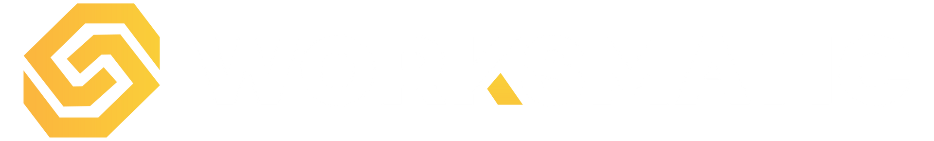 Logo with yellow hexagon shape and white text.