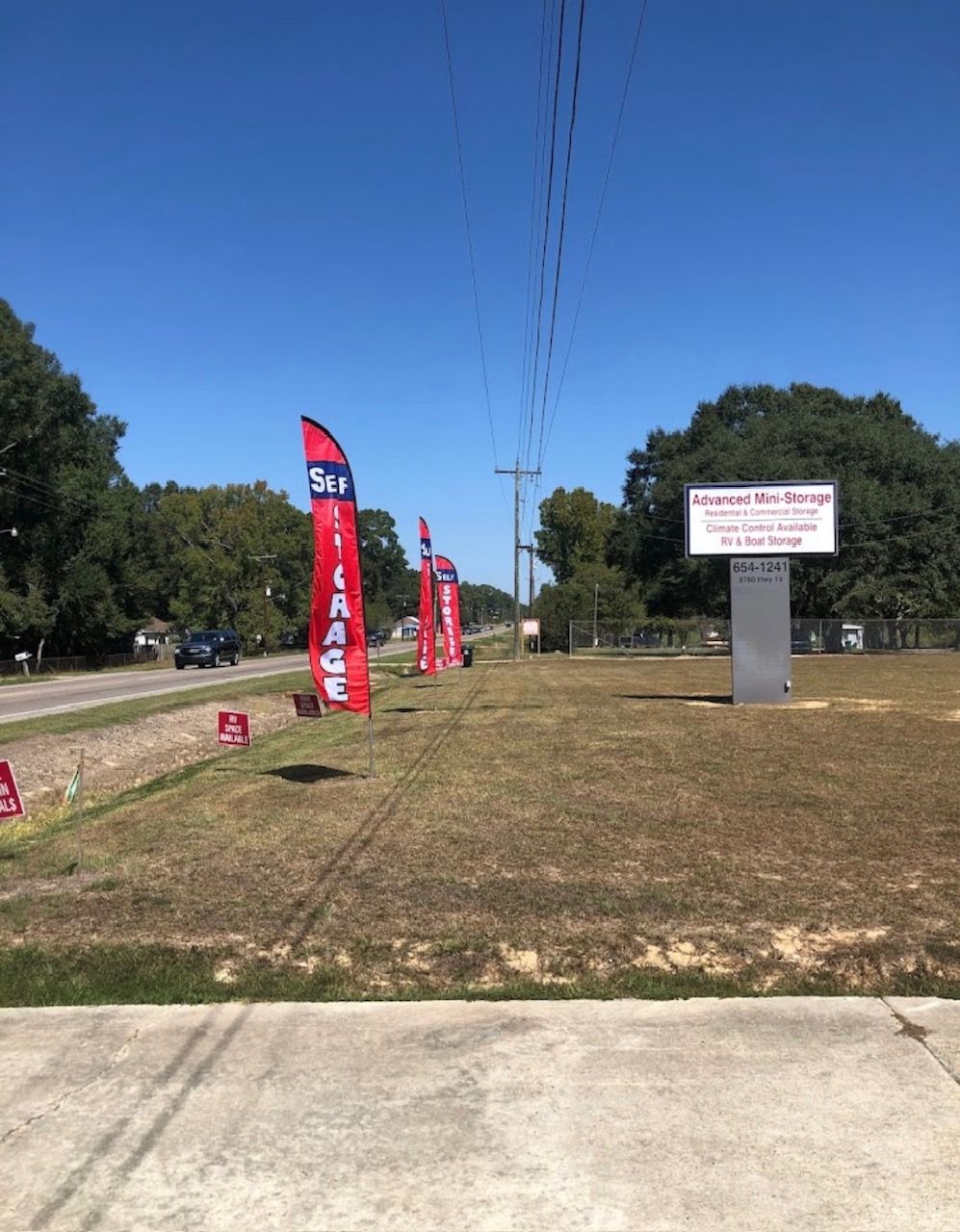 Entrance view of the storage facility located at 8780 Hwy 19 in Zachary, LA.