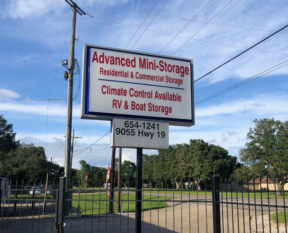 Secure gated entry at the 9055 Hwy 19 storage facility in Zachary, LA.