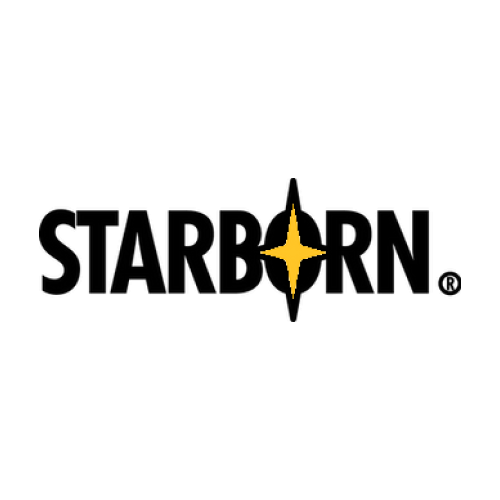 STARBORN logo with black text and a yellow starburst symbol.