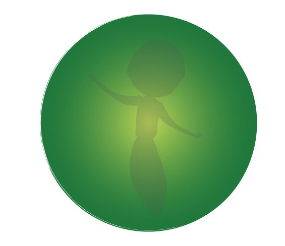 A green circle with a silhouette of a person in it