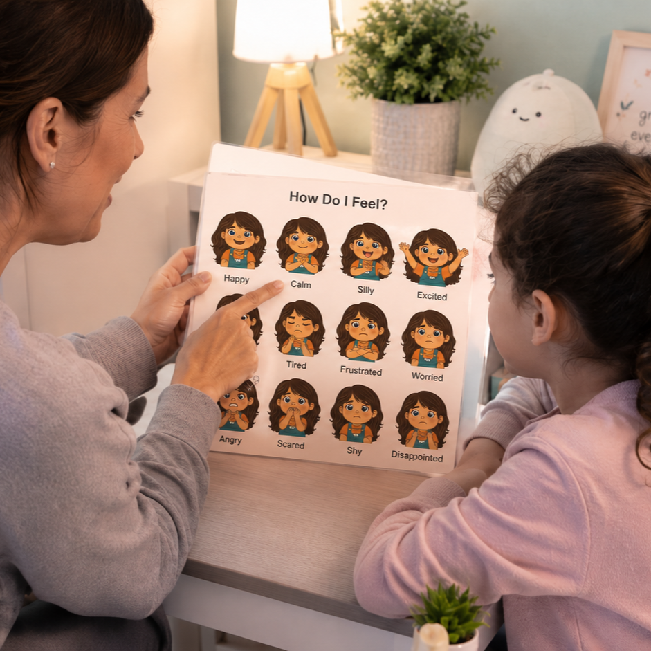 Woman and child read a 
