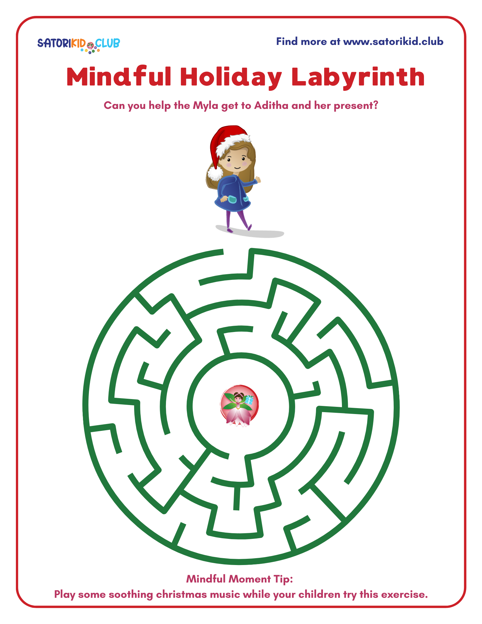 Free Printables| Mindful Family Activities | Satori Kid Club