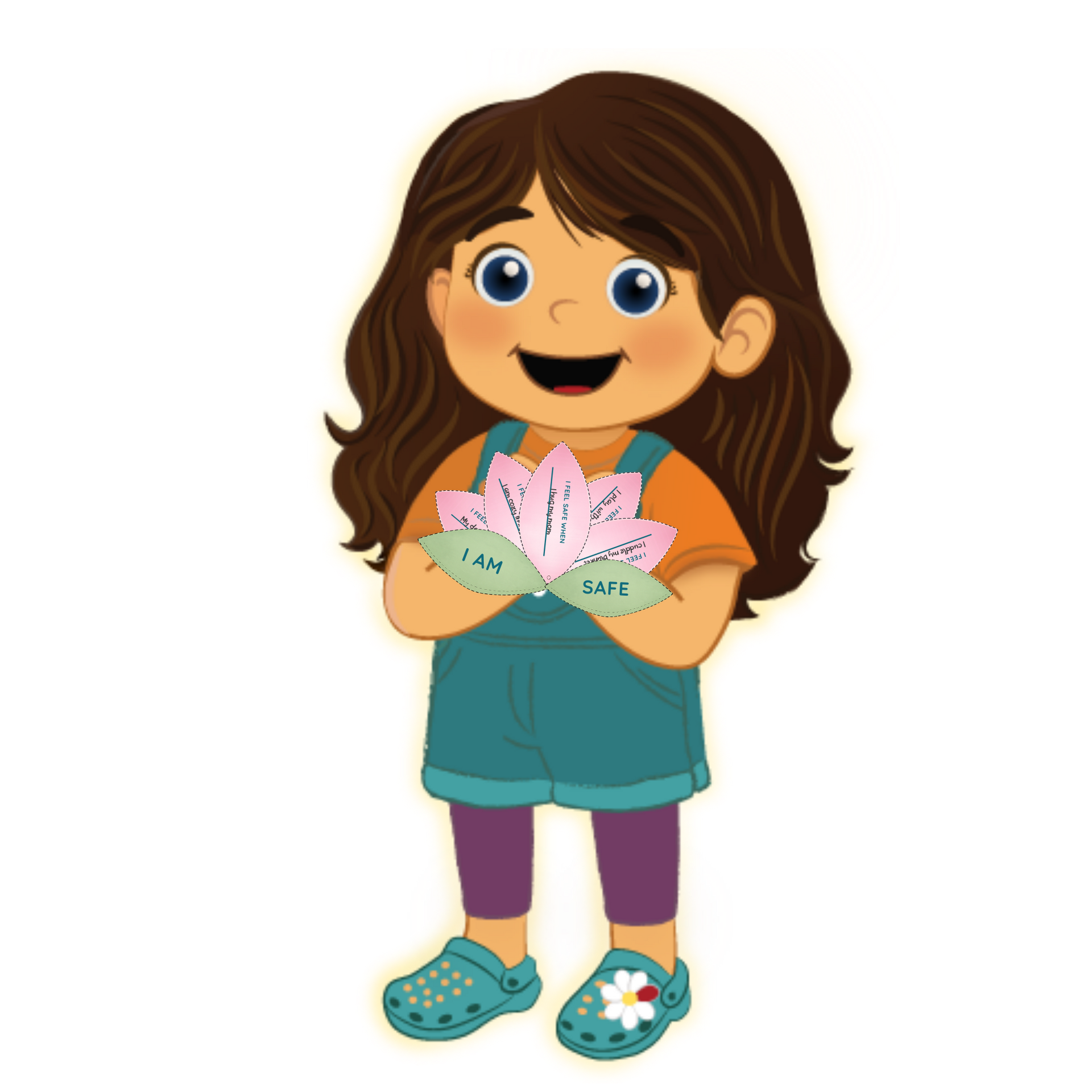 Satori Kid Club|  Myla holding The Growing Safety Paper Lotus flower Craft with 