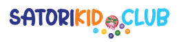 A colorful logo for a club called satori kid club