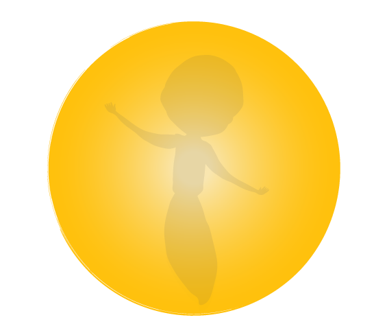 A silhouette of a person in a yellow circle