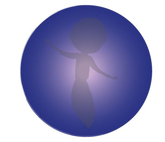 A purple circle with a silhouette of a person in it