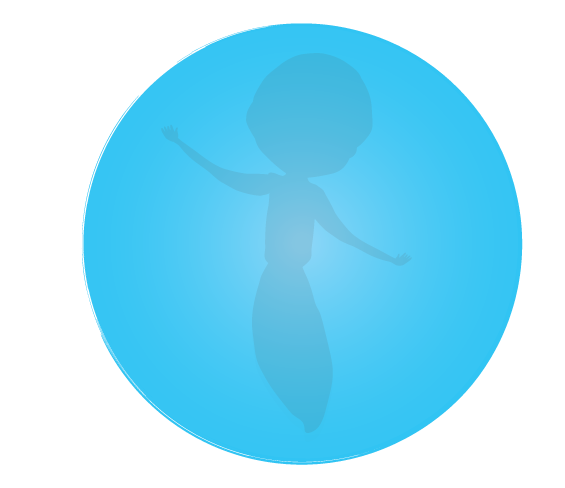 A blue circle with a silhouette of a person in it