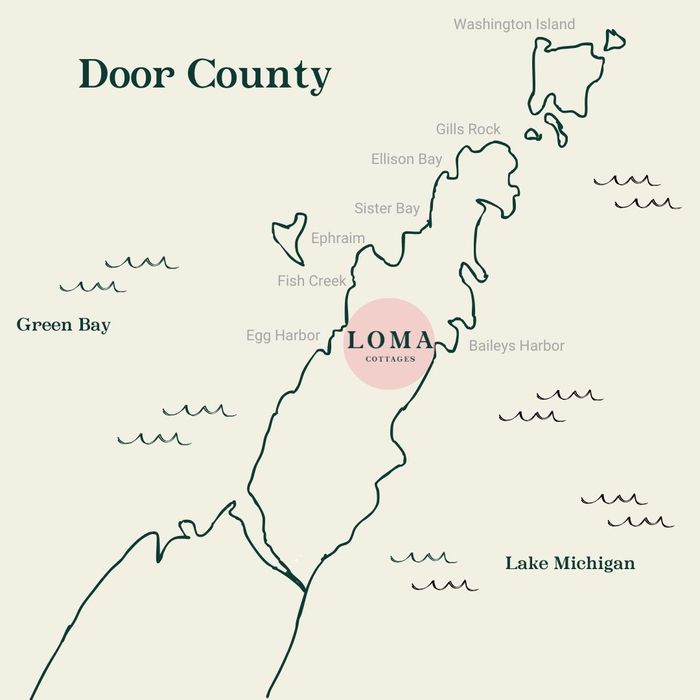 A map showing the location of door county in michigan