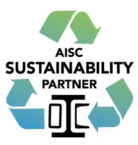 An aisc sustainability partner logo with a recycling symbol