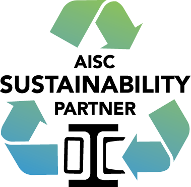 The aisc sustainability partner logo is a recycling symbol with arrows pointing in opposite directions.