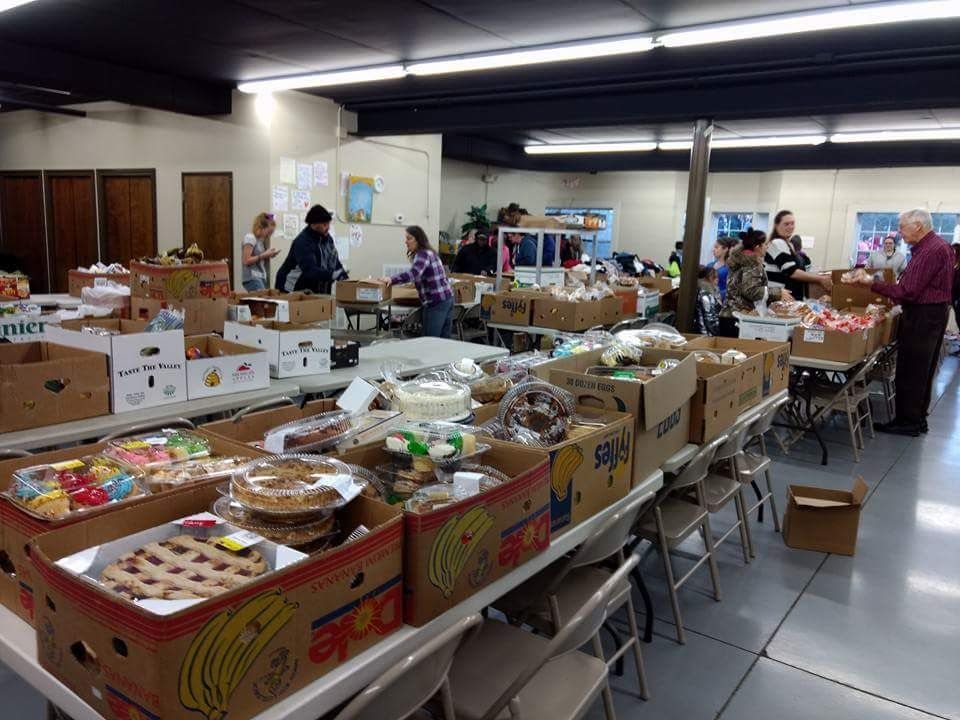 A large room filled with lots of boxes of food