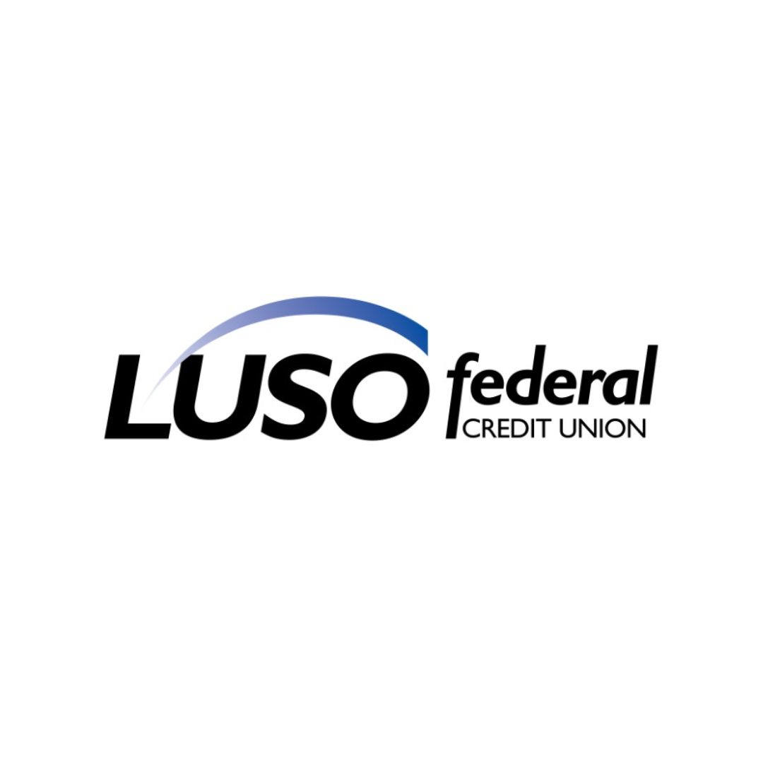 Luso Federal Credit Union logo with blue arch over “LUSO” in black, “federal” and “credit union” in gray.
