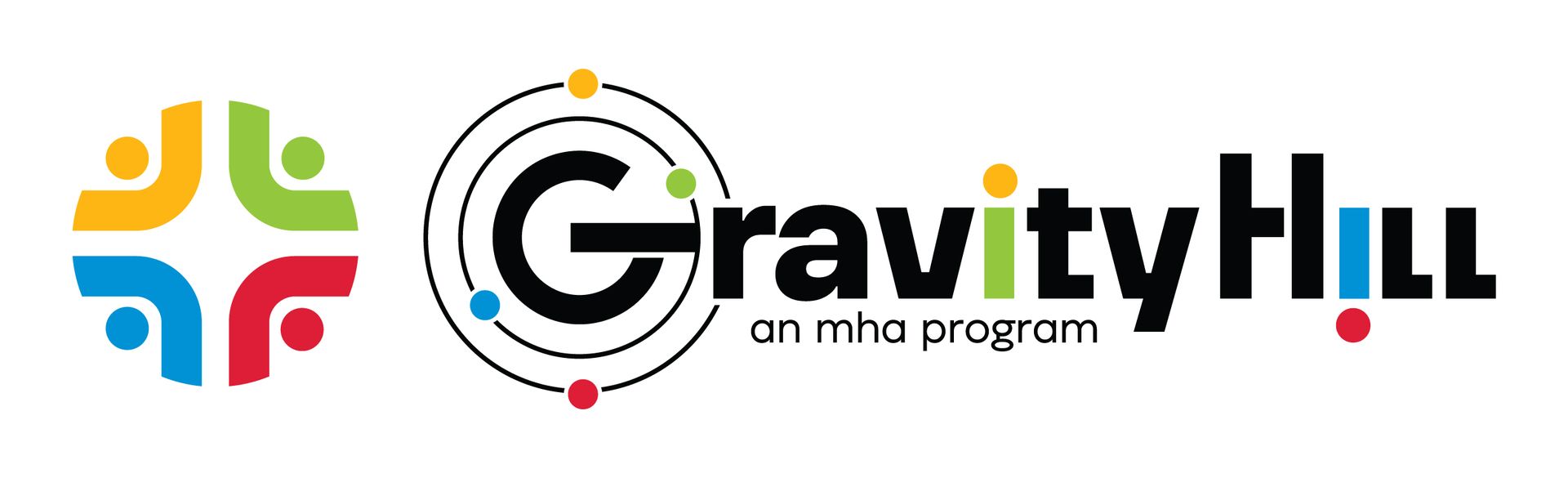 Logo for Gravity Hill, an MHA program, with stylized graphics and text.