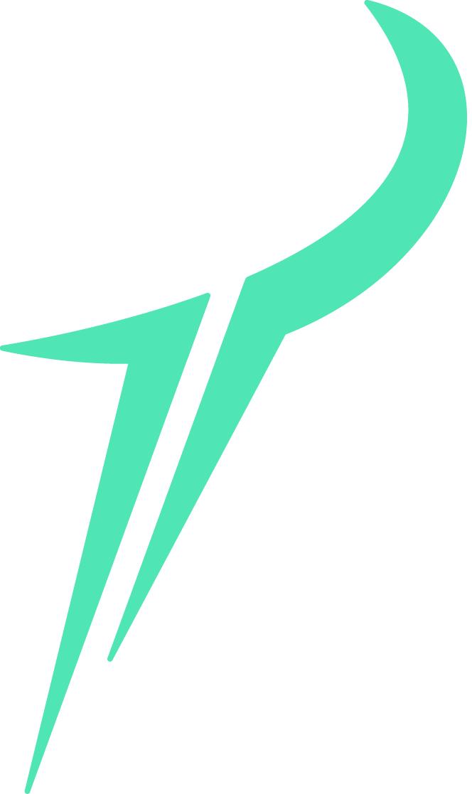 A green arrow with a crescent moon on a white background.