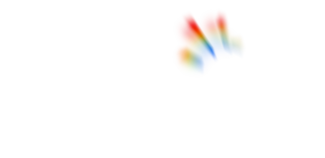 Blurred multicolored handprint-like logo on white background