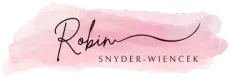 &ldquo;Robin Snyder-Wiencek&rdquo; logo on a pink watercolor background