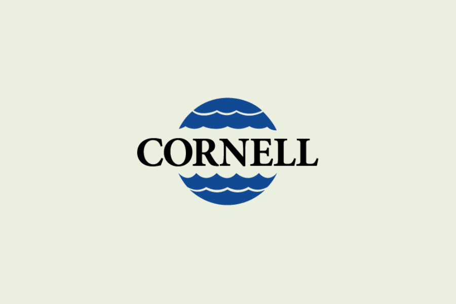 Cornell University logo in black text with blue seal icon above and below the wordmark