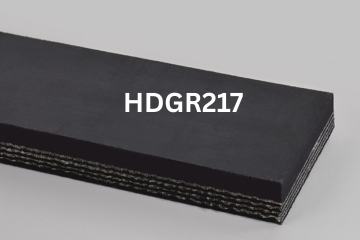 Heavy Duty Grade 2 conveyor belt labeled HDGR217 with description of 4-Ply 440 PIW 1/4 Top Cover x 1/16 Bottom Cover
