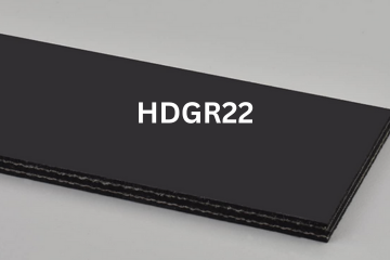 Black Grade2 conveyor belt sample photo, showing layered construction labeled HDGR22.