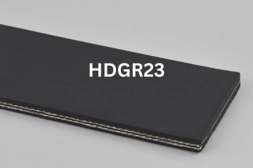Black Grade2 conveyor belt sample photo, showing layered construction labeled HDGR23.