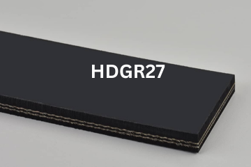 Heavy Duty Grade 2 conveyor belt labeled HDGR27 with description of 2-Ply 220 PIW 1/8 Top Cover x 1/16 Bottom Cover
