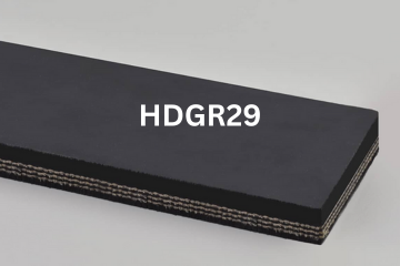 Black Grade2 conveyor belt sample photo, showing layered construction labeled HDGR29.