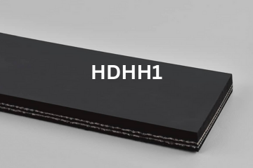 Heavy Duty Grade 2 belting labeled HDHH1 with description of 2-PLY 220# PIW Black 3/16 Top Cover X 1/16 Bot. Cover HR 400°F
