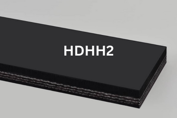 Heavy Duty Grade 2 belting labeled HDHH2 with description of 3-PLY 330# PIW Black 3/16 Top Cover X 1/16 Bot. Cover HR 400°F
