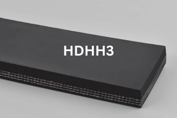 Heavy Duty Grade 2 belting labeled HDHH3 with description of 3-PLY 330# PIW Black 1/4 Top Cover X 1/16 Bottom Cover HR 400°F
