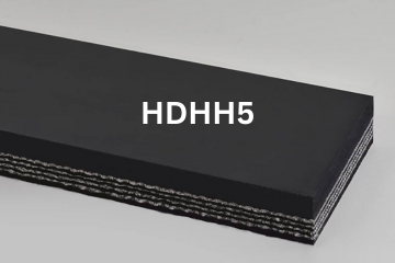 Heavy Duty Grade 2 belting labeled HDHH5 with description of 4-PLY 440# PIW Black 1/4 Top Cover X 1/16 Bottom Cover HR 400°F