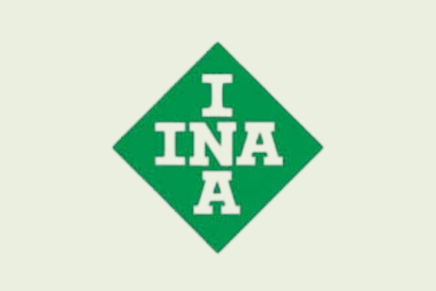 Green diamond-shaped INA logo with white letters on a light background
