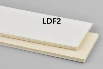 Light Duty Food conveyor belt labeled LDF2 with description of 3-Ply 15 OZ. White Nitrile COS