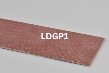 Light Duty General Purpose conveyor belt labeled LDGP1 with description of 3-Ply Brown Nitrile FBS
