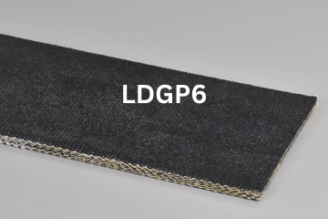 Light Duty General Purpose conveyor belt labeled LDGP6 with description of 4-Ply Poly 180 PIW Black Neoprene FBS-SC
