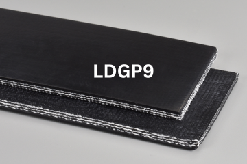Black industrial belt labeled LDGP9.