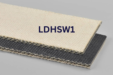 Light Duty Hot Stock & Water conveyor belt labeled LDHSW1 with description of 3-Ply Hot Stock & Water
