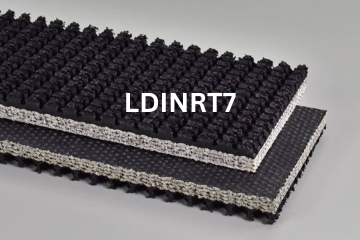 Light Duty Incline Roughtop conveyor belt labeled LDINRT7 with description of 4-Ply CP30 Black Roughtop X FS
