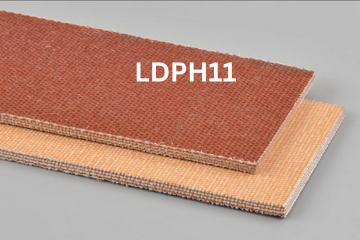 Conveyor belt samples, one reddish-brown, one tan. Text 