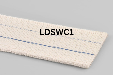 Light Duty Solid Woven Cotton conveyor belt labeled LDSWC1 with description of 2-Ply Solid Woven Cotton
