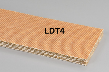 Light Duty Transmission conveyor belt labeled LDT4 with description of 5-Ply CP30  X FS
