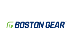 Boston Gear logo with green leaf icon and navy blue text.