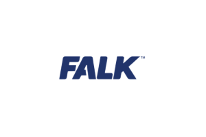 FALK logo in blue on a white background.