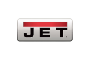JET logo: Black text on a silver rectangle with a red stripe.