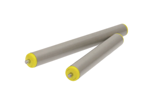 Two gray cylindrical rollers with yellow end caps.