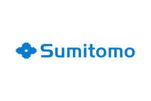 Sumitomo logo: blue stylized flower icon with text