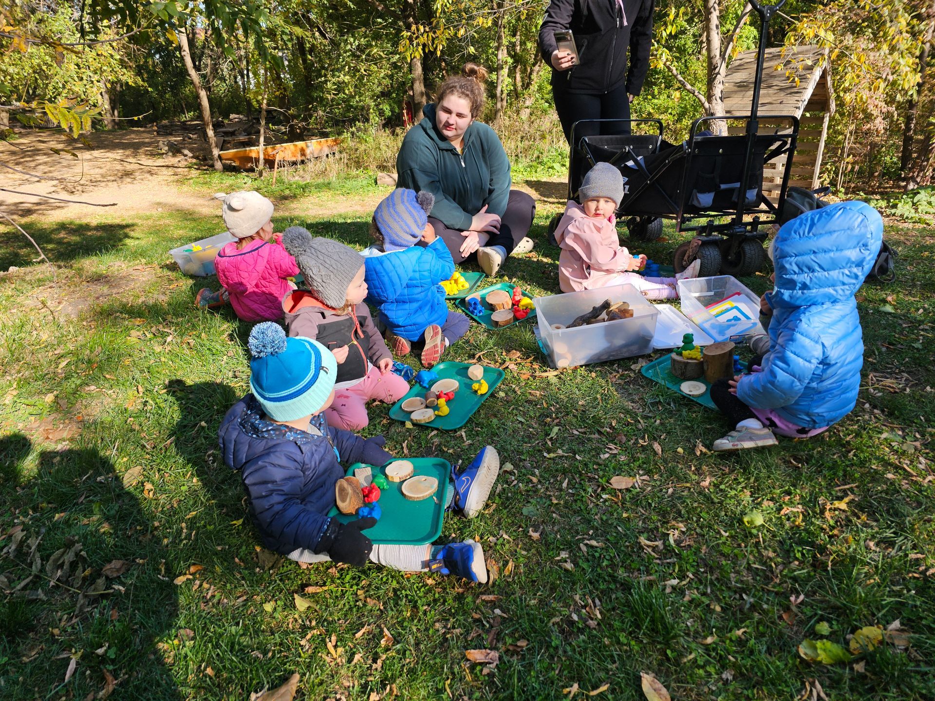 outdoor classroom space with children