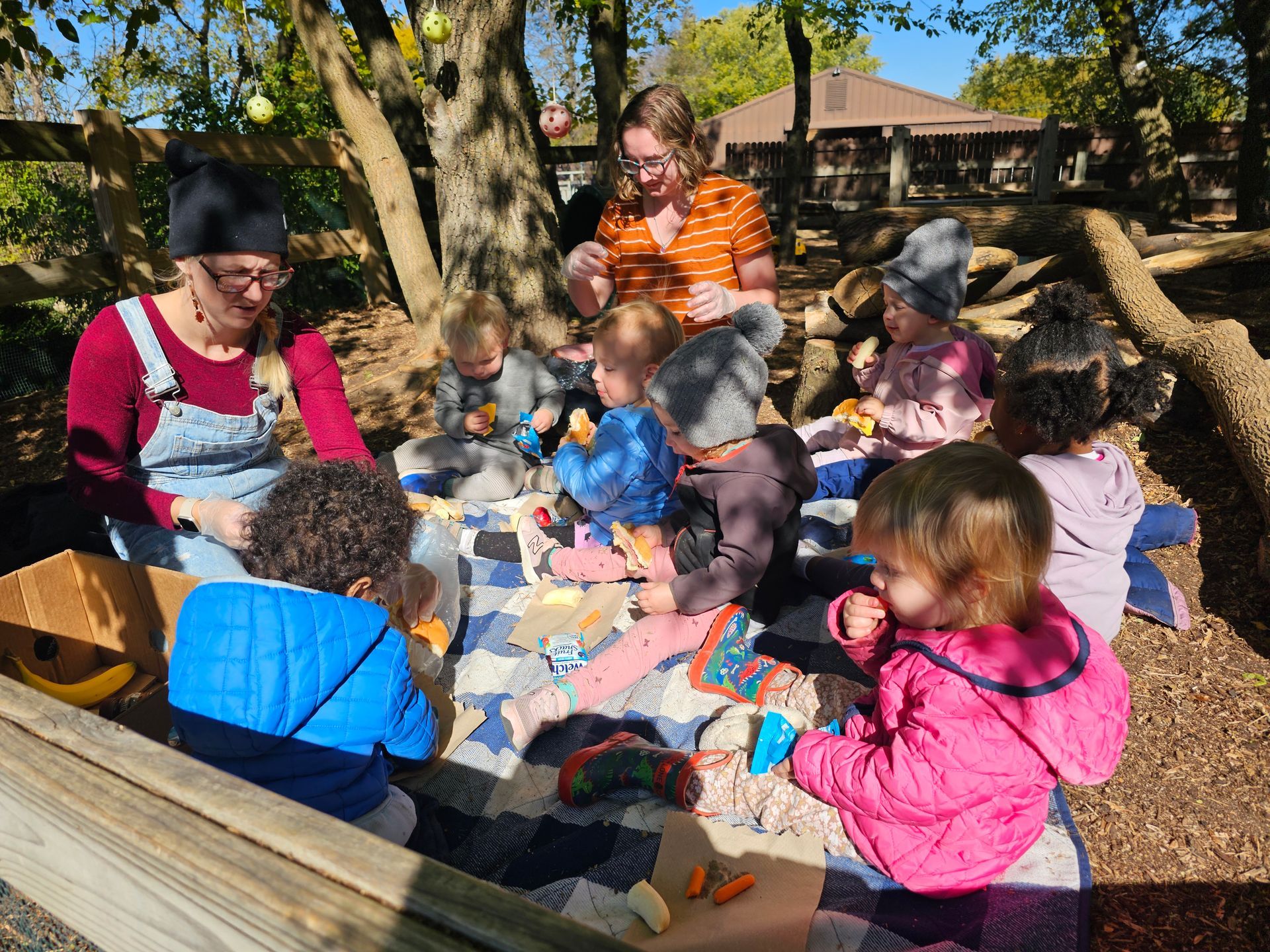 outdoor picnic table with kids